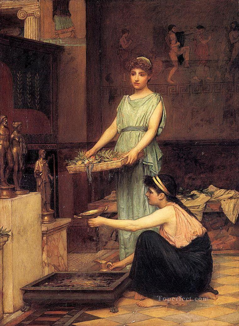 家庭の神 JW ギリシャ人女性 ジョン・ウィリアム・ウォーターハウス油絵